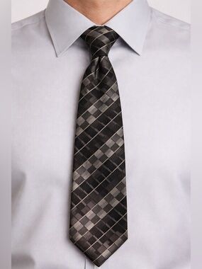 Charles Wain Silk Tie Mens Silk Necktie Brown Gray Geometric Designer 59 inch